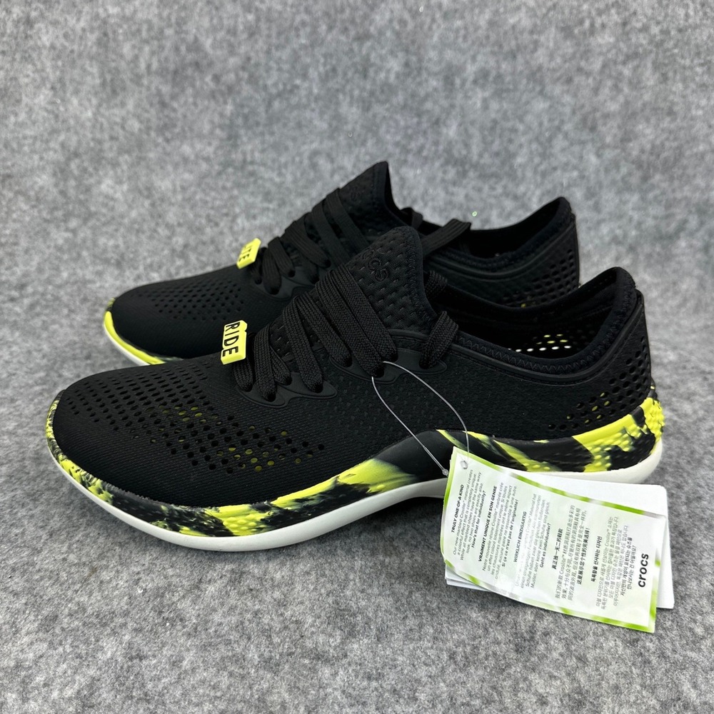 Crocs LiteRide 360 Marbled Pacer Mens 7 Womens 9 Black Citrus Sneaker 207633-02K - Picture 5 of 13